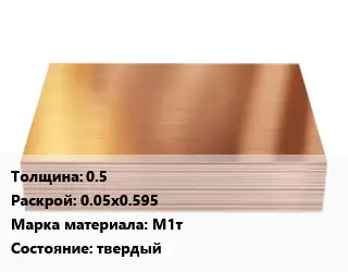 Медный лист 0.5 0.05х0.595 Марка: М1т твердый